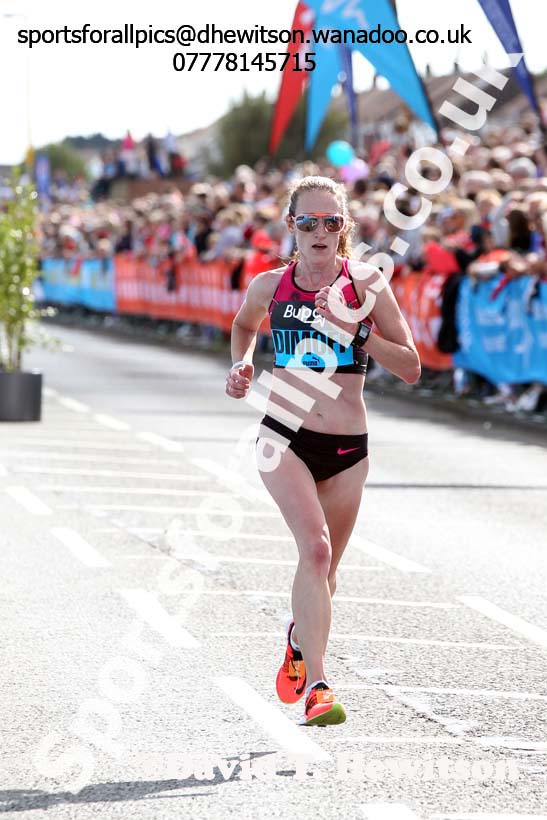 Carrie Dimoff finishing the womens 2014 BUPA Great North Run. Photo: David T. Hewitson/Sports for All Pics